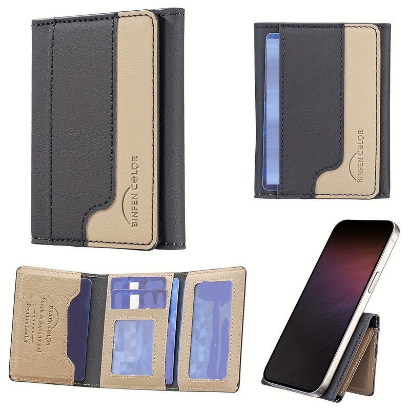 Light Blue Magnetic Card Holder Flip Case With Rfid For Iphone Samsung - Image 2