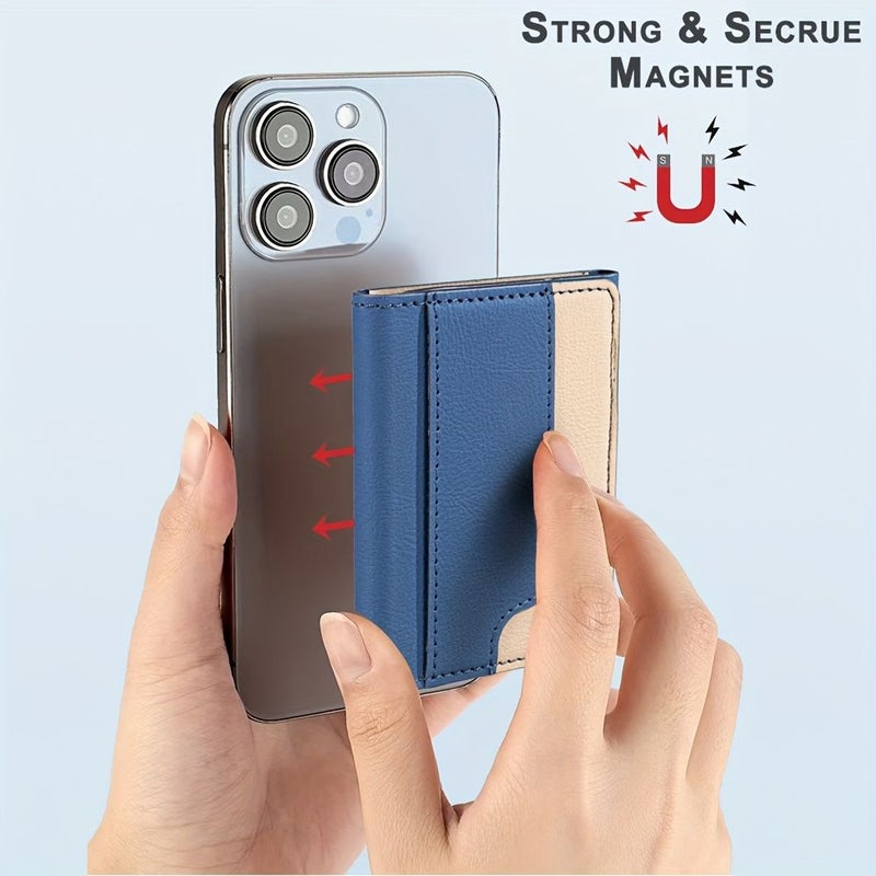 Light Blue Magnetic Card Holder Flip Case With Rfid For Iphone Samsung - Image 5
