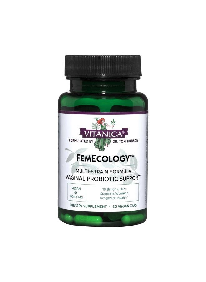 Vitanica FemEcology, Vaginal and Intestinal Probiotic Support, Vegetarian, 30 Capsules  - Image 1