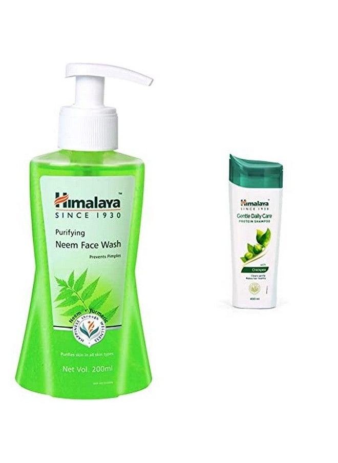 Himalaya Herbals Purifying Neem Face Wash 200Ml And Herbals Protein Shampoo With Chickpea Gentle Daily Care 400Ml  - Image 2