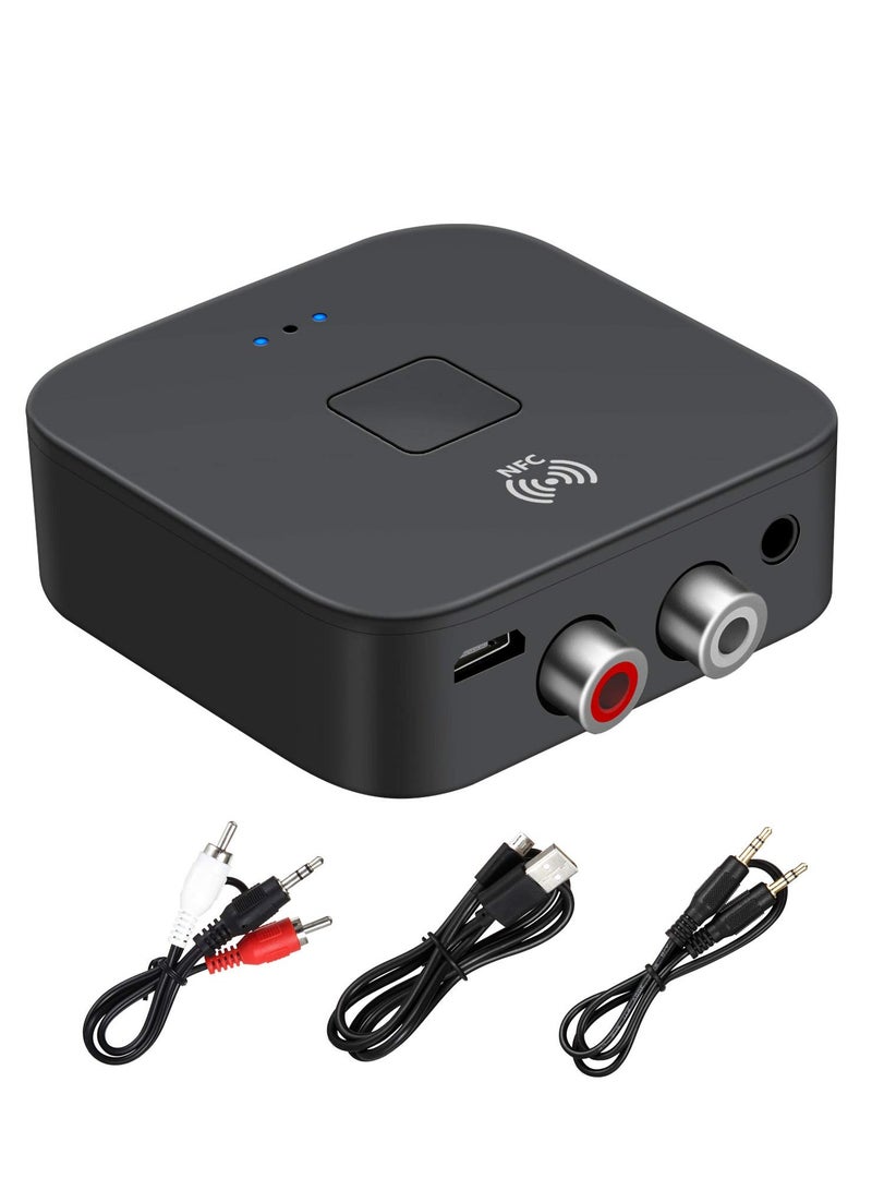Zikra محول استقبال صوتي بلوتوث 5.0 مع NFC، موسع بلوتوث لاسلكي لمدخل 3.5 مم AUX أو RCA، مثالي لبث الموسيقى على أنظمة الصوت في السيارة والمنزل. - Image 1