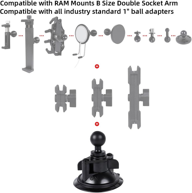 Leenconghui 1" Ball Suction Cup Base with Adhesive Dashboard Pad Mounting Disk - Image 4