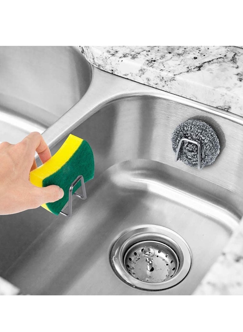 2 Pcs Premium Sponge Holders, Strong Adhesion Rustproof & Waterproof Small Sponge Holder for Kitchen Sink, Caddy, Brush & Pot Lid - Minimal Size - SUS304 Stainless Steel  - Image 2