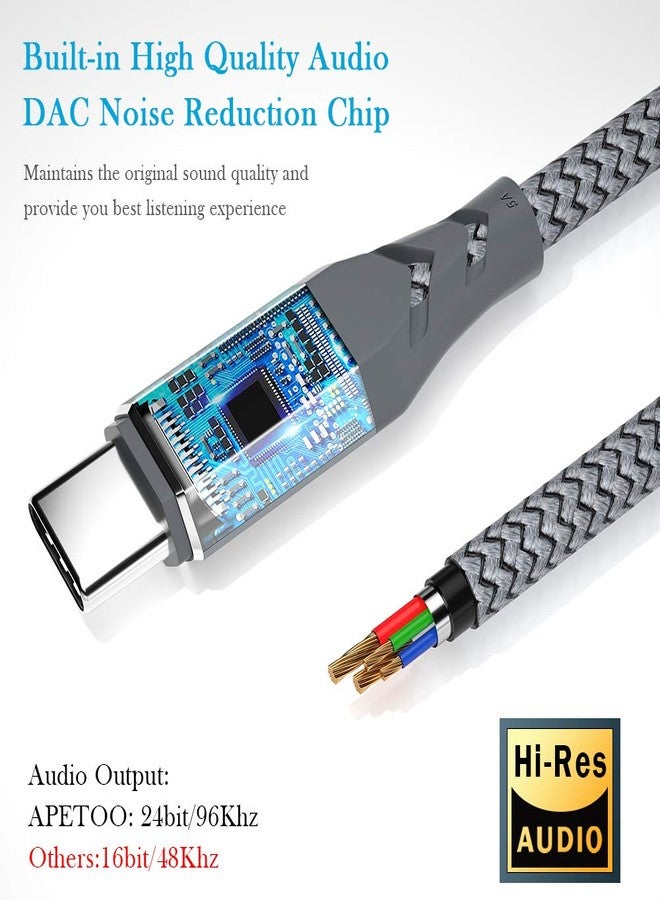 APETOO USB-C to 3.5 mm Headphone Jack Adapter for Samsung S24 S23 FE S22 Ultra S21 FE S20 Ultra, USB Type C to Aux Audio Dongle Cable Cord for iPhone 16 15 iPad A16 Pixel 8 7 6 Pro 8a 7a 6a 5 4, Note 20 10+ - Image 2