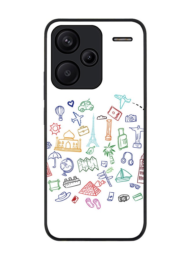 Stylizedd Rugged Black Edge Case for Xiaomi Redmi Note 13 Pro Plus, Slim fit Soft Case Flexible Rubber Edges Anti Drop TPU Gel Thin Cover -  Traveler - Image 1