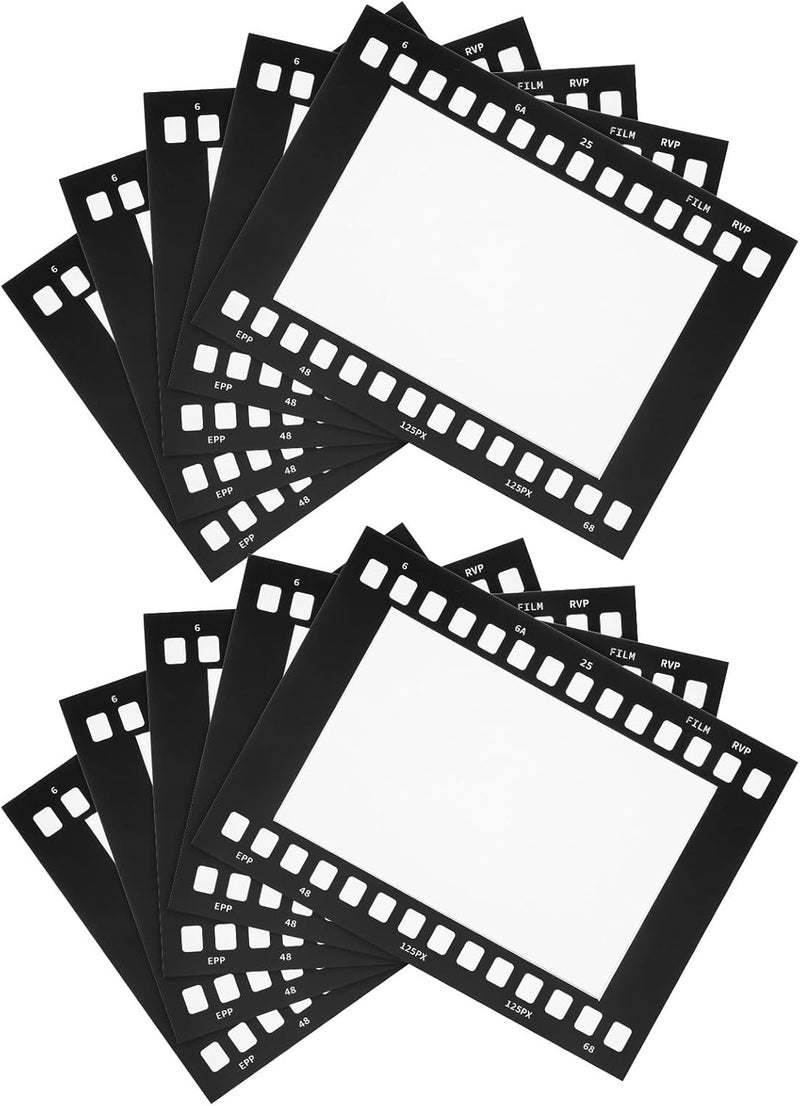 FENICAL Vintage Film Strip Photo Frames 6-inch Paper Collage Wall Frames Set of 10 Rustic Retro Cardboard Picture Holders for Home Bedroom Living Room Decor - Image 1