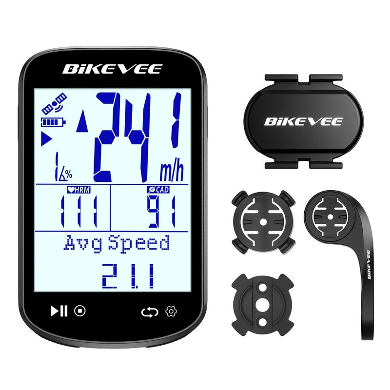 Bikevee بايكفي وايرلس كمبيوتر دراجة حزمة، عداد سرعة وعداد مسافة، مستشعر تردد، إضاءة خلفية تلقائية وإيقاف تلقائي، مقاوم للماء IPX7، شاشة LCD بحجم 2.6 بوصة (ترقية جديدة)  - Image 1