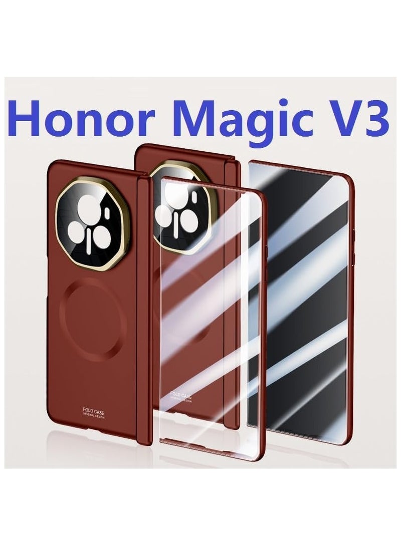عام جراب لهاتف Honor Magic V3 (2024)، متوافق مع تقنية Mag-safe، غلاف مضاد للصدمات مع واقي معدني مخفي وفيلم أمامي مقوى. - Image 2