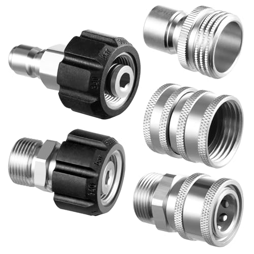 Twinkle Star Pressure Washer Adapter Set, Stainless Steel Quick Disconnect Kit, M22 14 mm Quick Connect Swivel to 3/8'' Quick Connect Fittings, 3/4" to Quick Release 9 Sets - Image 2