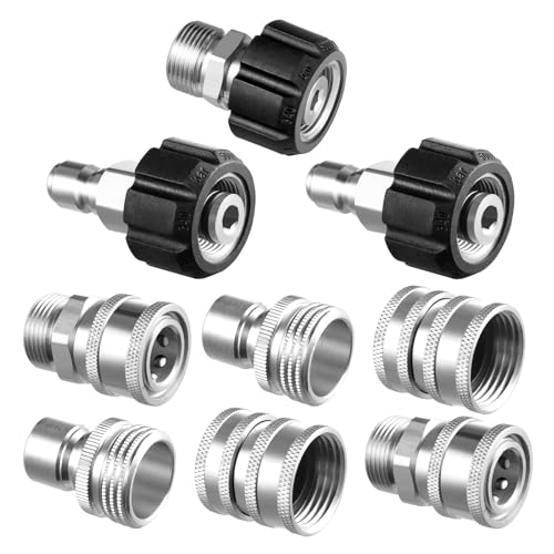 Twinkle Star Pressure Washer Adapter Set, Stainless Steel Quick Disconnect Kit, M22 14 mm Quick Connect Swivel to 3/8'' Quick Connect Fittings, 3/4" to Quick Release 9 Sets - Image 1