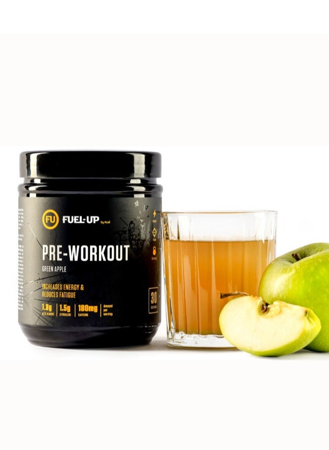 FUEL-UP by Kcal - Pre Workout - Green Apple -1.8g Beta Alanine-1.5g Citrulline- 180mg Caffeine- 30 Servings- 300g - Image 1