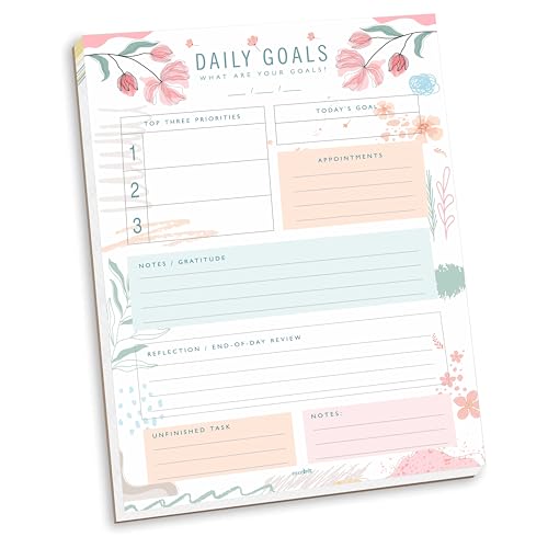 mudrit Daily Goals, Gratitude List, Daily Goals Planner, My Daily to Do List Organiser, Pink Peach Personal Planner Journal, 8.25 x 11.25 Inches, 53 Pages - Image 1