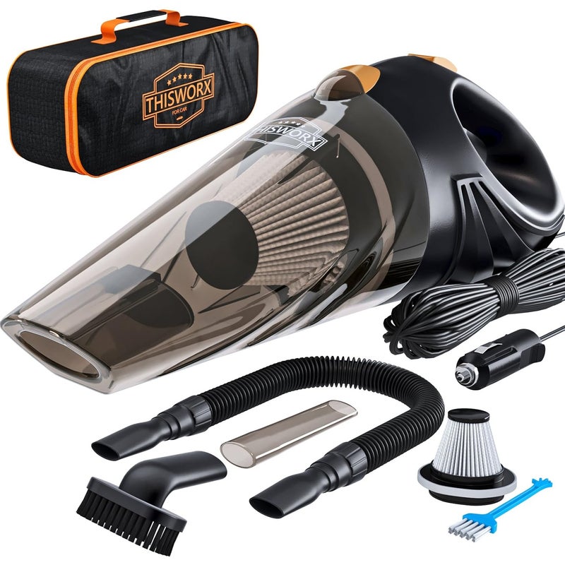 Power Practical ThisWorx for Car Vacuum Cleaner 12V Handheld Portable for Deep Cleaning|110W Vacuum Motor&4200Pa Powerful Suction,16 Ft Cord,Hepa-Filter&Bag for Travel-Car Accessories(Black),1.089 Kilogram - Image 1