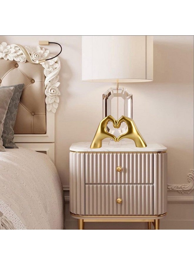 MOYI MOYI Gold Decor for Livingroom Bedroom Bookshelf Coffe Table,Heart Hands Aesthetic Boho Shelf Statue,Unique Birthday Decorations for Women Mom Girlfriend (No Bracelets) - Image 3