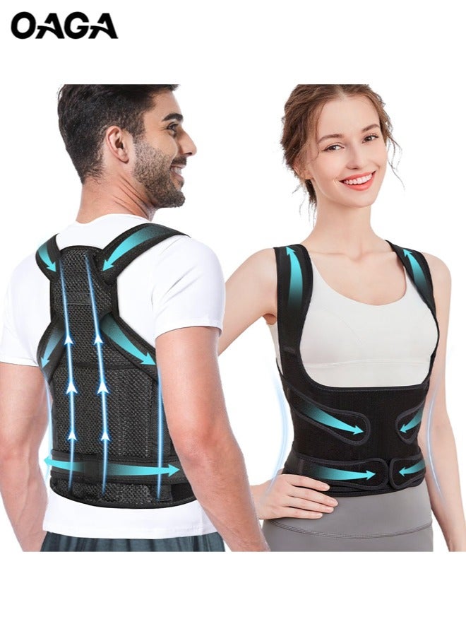 أوجا دعم الظهر، دعم كامل للظهر مُحسَّن، مصحح وضعية للنساء والرجال، مقوم كتف قابل للتعديل لتحسين وضعية الظهر، يخفف الألم، ألم قطني، ألم الكتف - Image 1