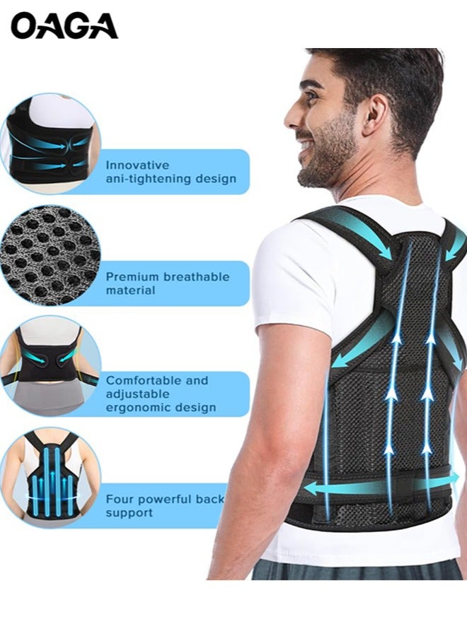 أوجا دعم الظهر، دعم كامل للظهر مُحسَّن، مصحح وضعية للنساء والرجال، مقوم كتف قابل للتعديل لتحسين وضعية الظهر، يخفف الألم، ألم قطني، ألم الكتف - Image 2