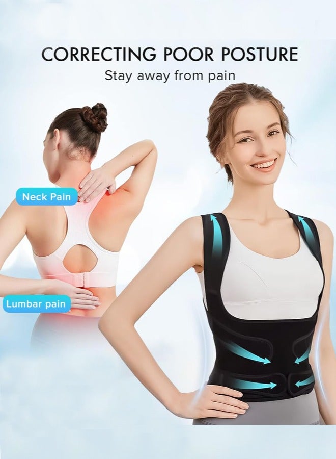 أوجا دعم الظهر، دعم كامل للظهر مُحسَّن، مصحح وضعية للنساء والرجال، مقوم كتف قابل للتعديل لتحسين وضعية الظهر، يخفف الألم، ألم قطني، ألم الكتف - Image 3