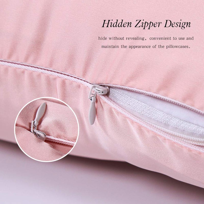 Jocoku Jocoku 100% Mulberry Silk Pillowcases Set of 2 for Hair and Skin and Super Soft and Breathable King Size Nature Silk Pillowcases (King  Pink)  - Image 4