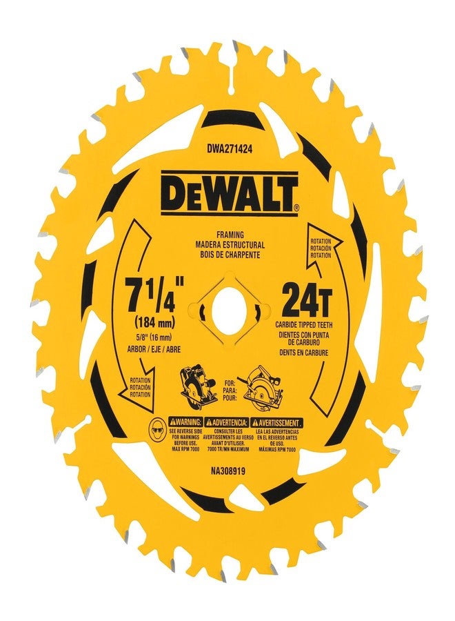 DEWALT 7-1/4 in Circular Saw Blade 24 Tooth with 5/8 in Arbor (3 Pack) (DWA271424PK3) - Image 1