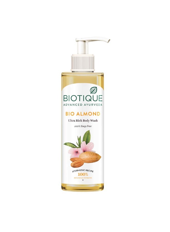 Biotique Almond Oil Ultra Rich Body Wash| Maintains Skin’s Natural pH |100% Botanical Extracts| Soap-Free Body Wash Suitable for All Skin Types | 200mL - Image 1