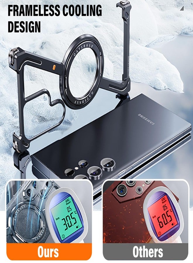Omio for Galaxy S25 Ultra Bumper Case Compatible with MagSafe, Minimalist Phone Cover with Magnetic Kickstand Slim Aluminum Metal Frameless Z Design Shockproof Stand Case for Men Women, Black Titanium - Image 2