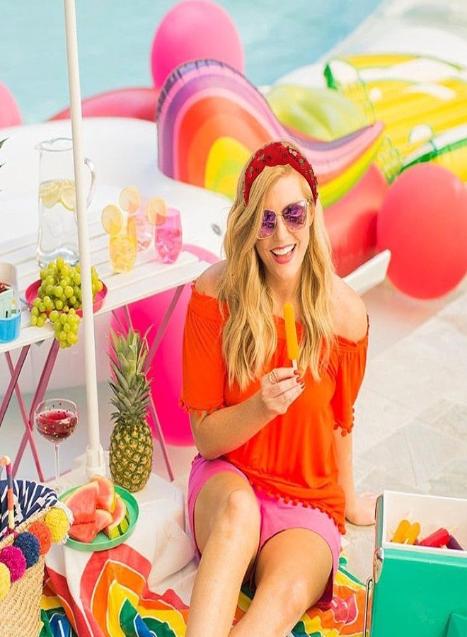 CEALXHENY Summer Fruit Headbands for Women Tropical Cherry Headbands Jeweled Rhinestone Knotted Headband Summer Beach Hair Accessories Outfits Vacation Gifts (Fruit F-Red) - Image 3