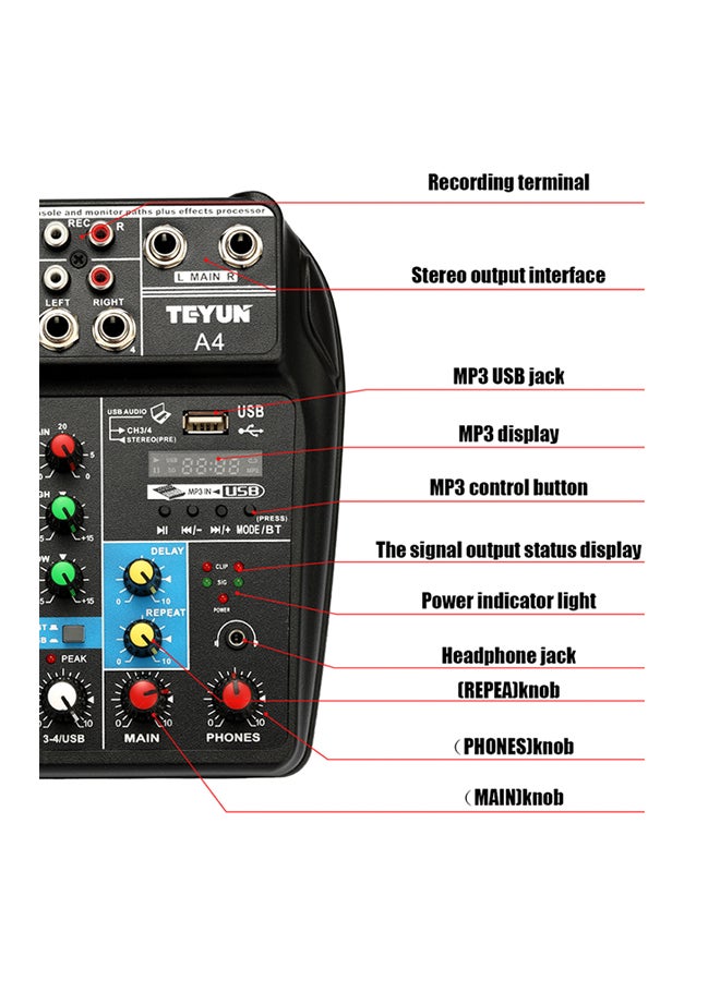 إسكدنيا جهاز مزج الصوت مُزود بشاشة فانتوم باور بجهد 48 فولت ومنفذ USB - Image 2