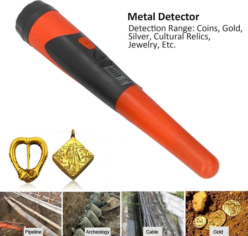 Metal Detector Handheld Wand Pinpointer-Professional Waterproof Pin Pointer High Sensitivity Portable Search Treasure Pinpointing Finder Probe,360° Scanning Unearthing Treasure Finder(orange) - Image 2