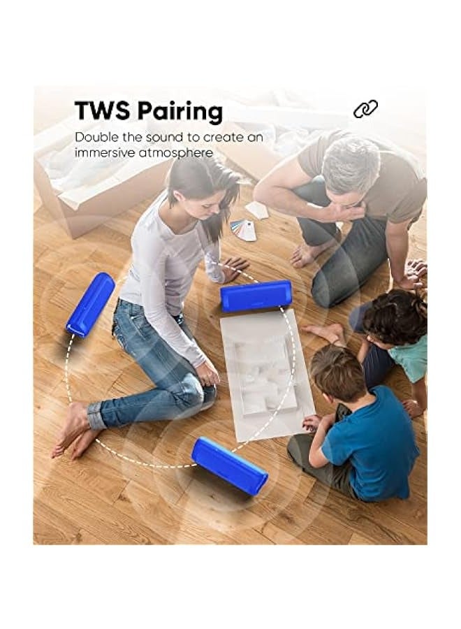 ANKOVO Bluetooth Speaker with HD Sound, Portable Wireless, IPX5 Waterproof, Up to 24H Playtime, TWS Pairing, BT5.3, for Home/Party/Outdoor/Beach, Birthday Gift - Image 5
