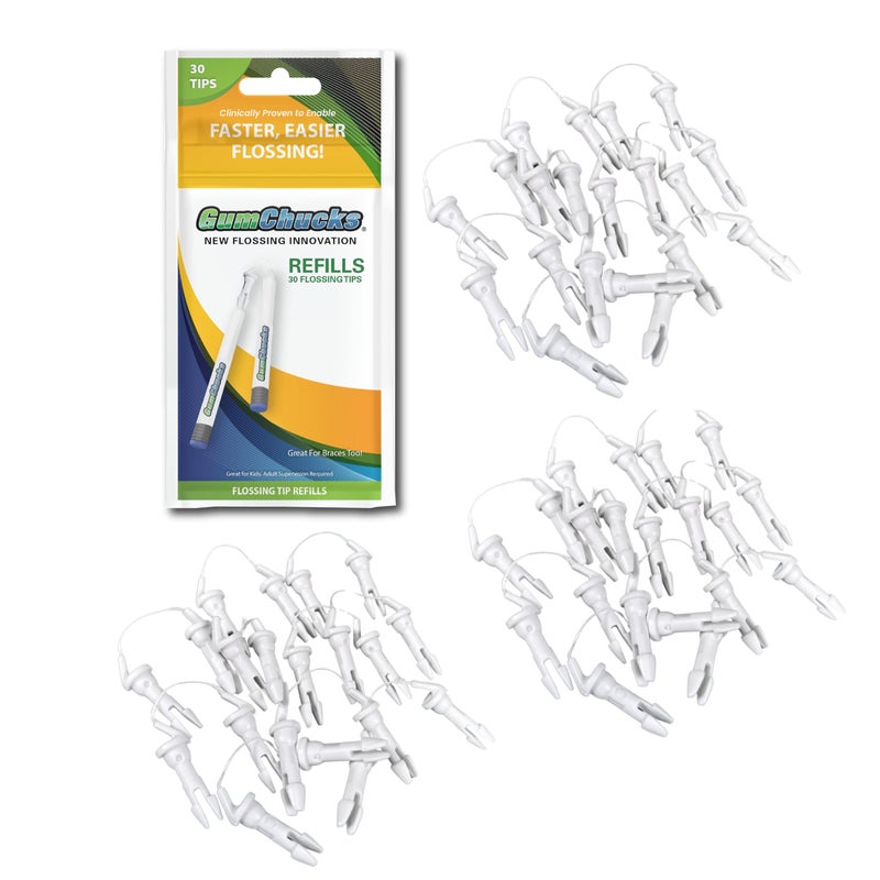 GumChucks Floss for Teeth - Flossing for Kids and Adults - Orthodontic Flossers for Braces - Dental Gum Floss Picks for All Ages (30 Flossing Tips) - Image 1