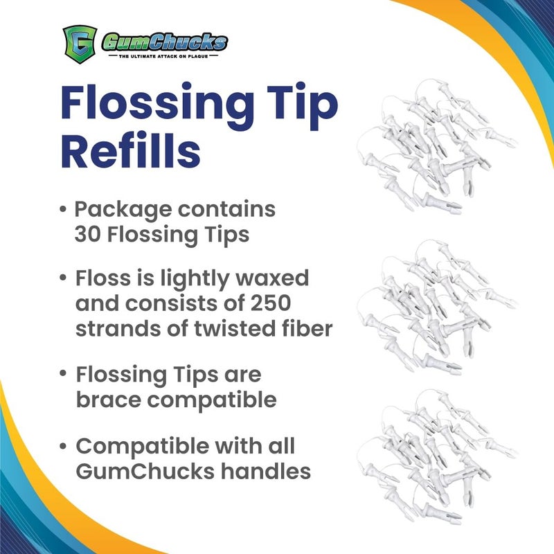 GumChucks Floss for Teeth - Flossing for Kids and Adults - Orthodontic Flossers for Braces - Dental Gum Floss Picks for All Ages (30 Flossing Tips) - Image 3