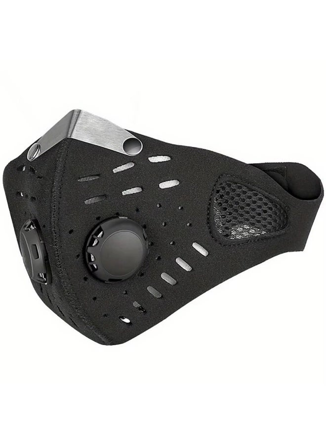 Vent Summer Motorcycle Mask – Lightweight Half-Face Dust Protection with PM2.5 Filter | Breathable Riding Mask for Men/Women (Black) - Image 1