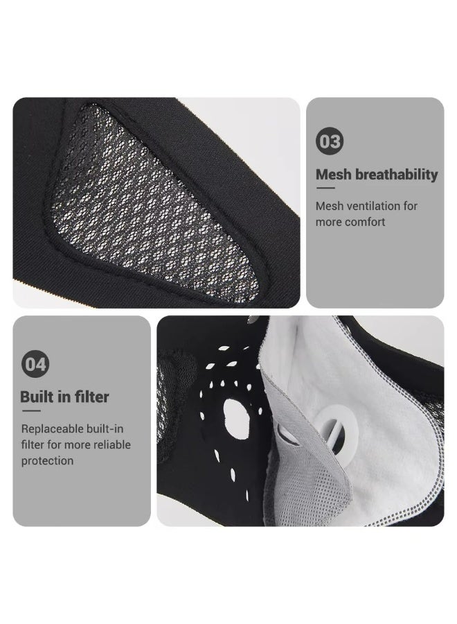 Vent Summer Motorcycle Mask – Lightweight Half-Face Dust Protection with PM2.5 Filter | Breathable Riding Mask for Men/Women (Black) - Image 4