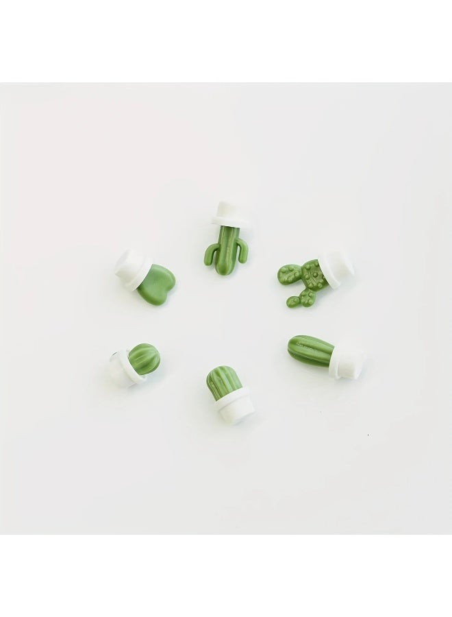 Goolsky 6pcs Adorable Cactus Fridge Magnets - Cartoon Plant Design, Durable ABS Material, Oval Shape for Kitchen & Dining Decor  - Image 4