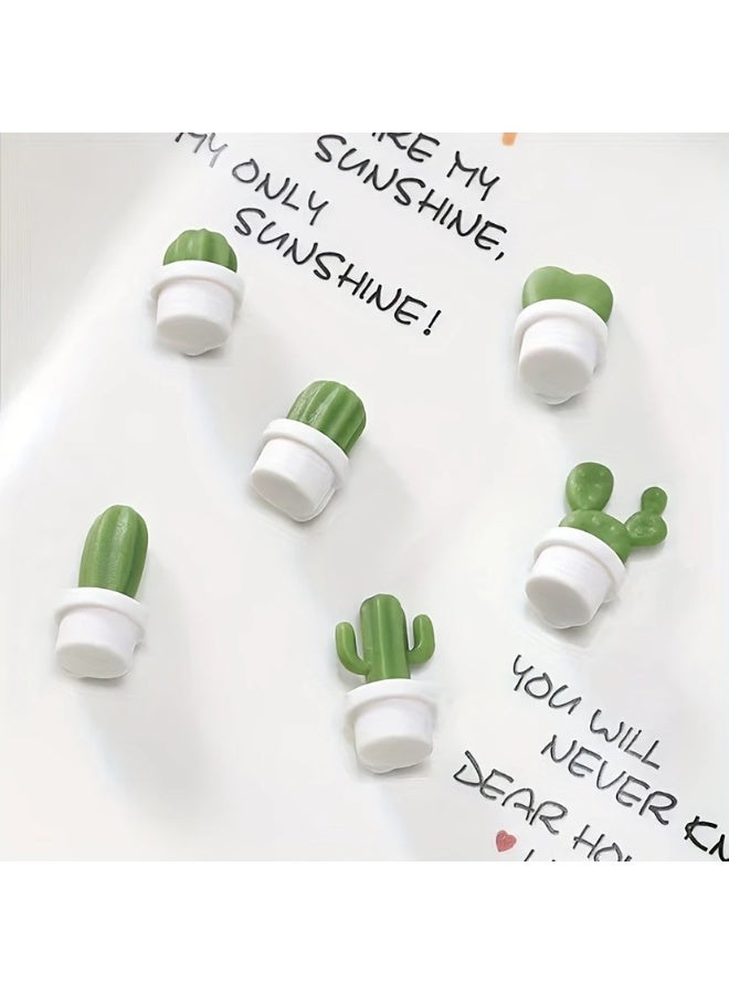 Goolsky 6pcs Adorable Cactus Fridge Magnets - Cartoon Plant Design, Durable ABS Material, Oval Shape for Kitchen & Dining Decor  - Image 5