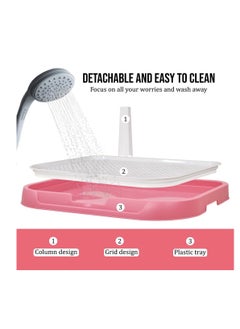 NNC PETS Dog potty training toilet for medium to large breeds, Plastic dog pee pad holder with Column, and Removable grid design, Detachable and easy-to-clean dog potty tray 54 cm (Pink)  - Image 4