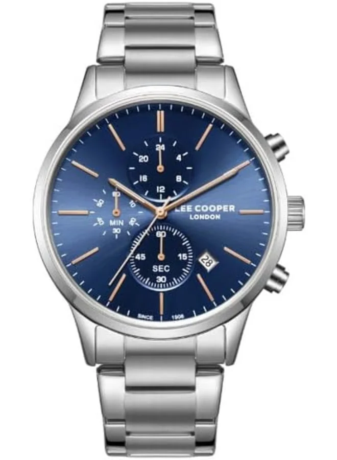 Lee Cooper Lee Cooper Men's PE933 Movement Watch, Multi Function Display and Metal Strap - LC08042.390, Blue