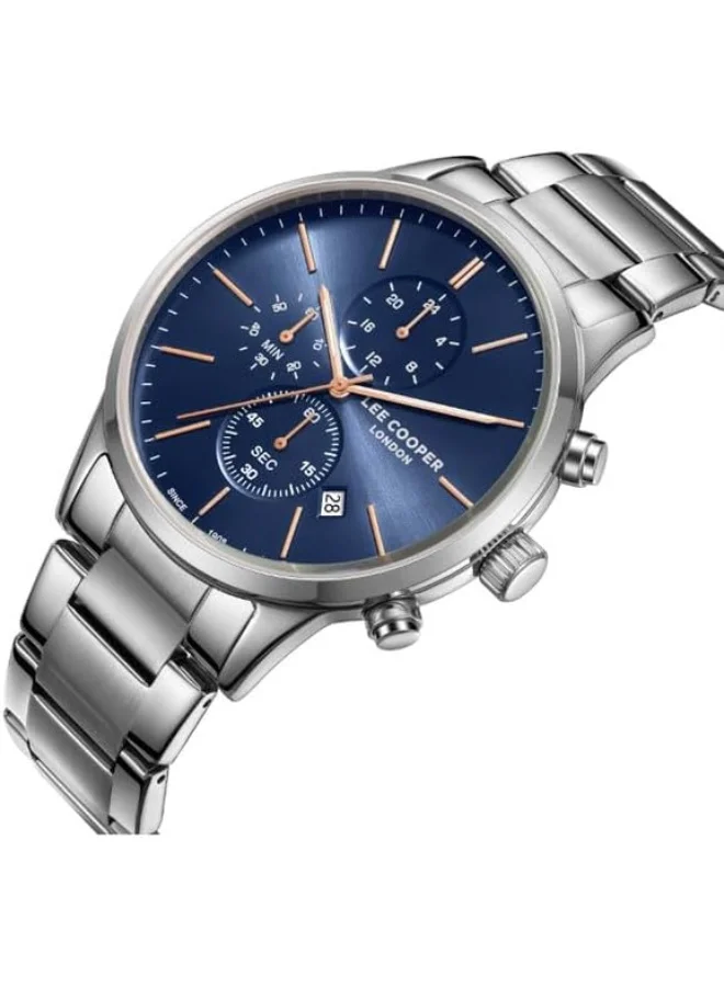 Lee Cooper Lee Cooper Men's PE933 Movement Watch, Multi Function Display and Metal Strap - LC08042.390, Blue