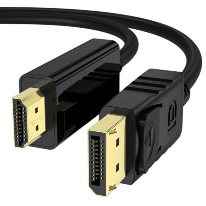 كابل منفذ عرض 4K إلى HDMI، [4K@30 هرتز، 2K@60 هرتز، 1080P@120 هرتز] مصدر DP أحادي الاتجاه إلى HDMI (العرض) 1.4 كابل متوافق مع سطح المكتب وDell وLenovo وThinkPad وHP وAMD وNVIDIA والمزيد - Image 1