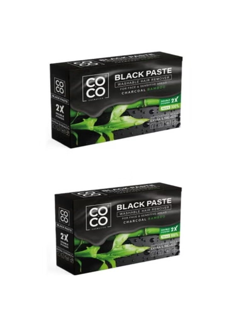 قطعتين من عجينة بلاك بنكهة الفحم الأبيض والخيزران لإزالة شعر الجسم والوجه 100 جرام