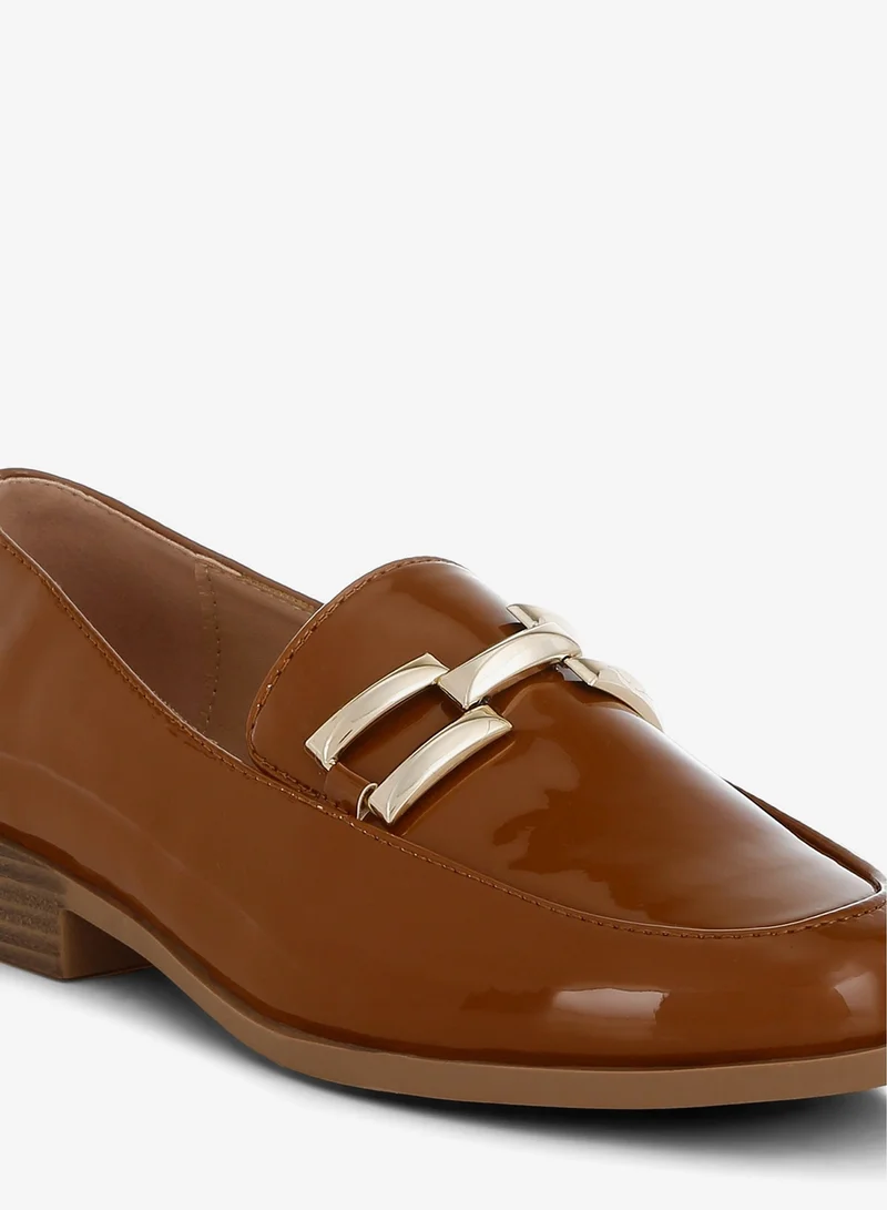 London Rag Tan Patent Faux Leather Loafers in Tan for Women | Best Price UAE