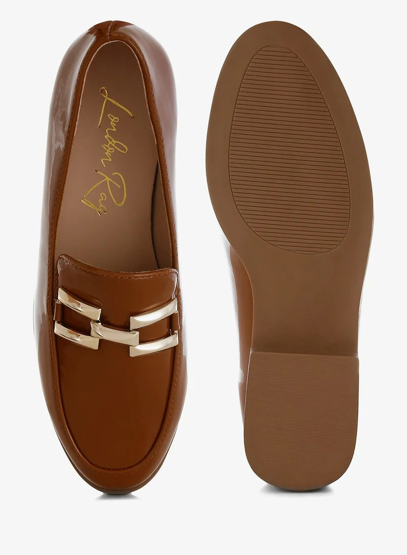 London Rag Tan Patent Faux Leather Loafers in Tan for Women | Best Price UAE