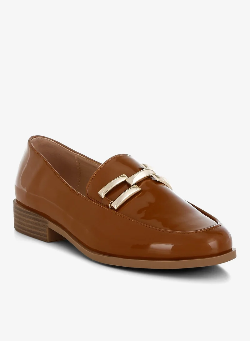 London Rag Tan Patent Faux Leather Loafers in Tan for Women | Best Price UAE