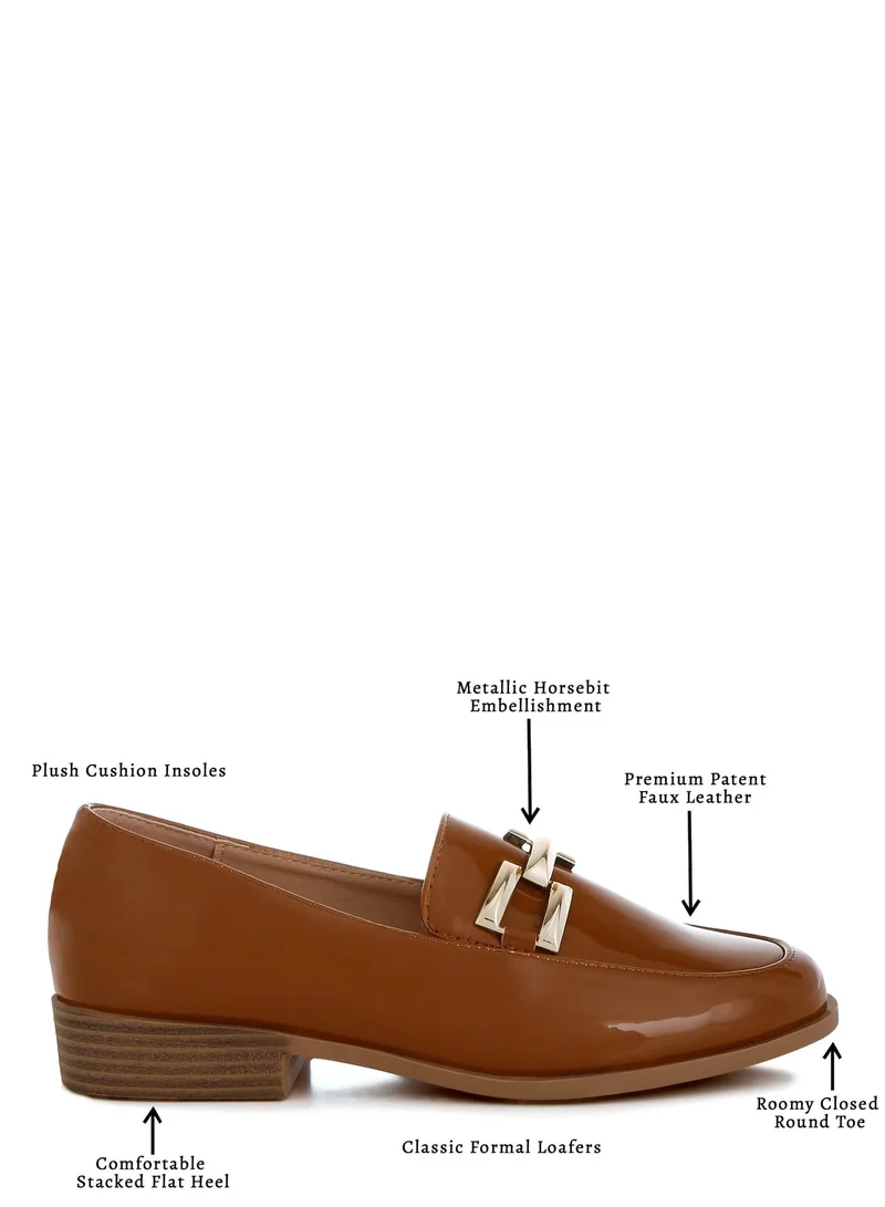 London Rag Tan Patent Faux Leather Loafers in Tan for Women | Best Price UAE