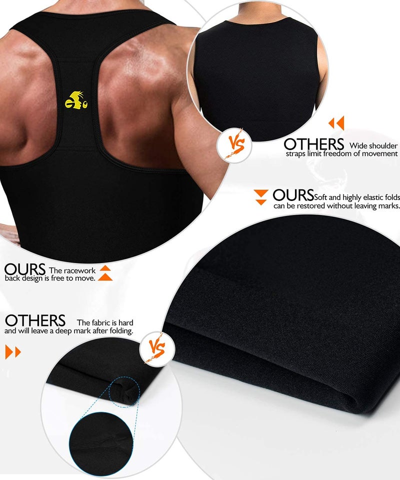 NonEcho Men Sauna Vest Neoprene Sweat Weight Loss Waist Trainer Shirt Workout Tank Top - Image 3