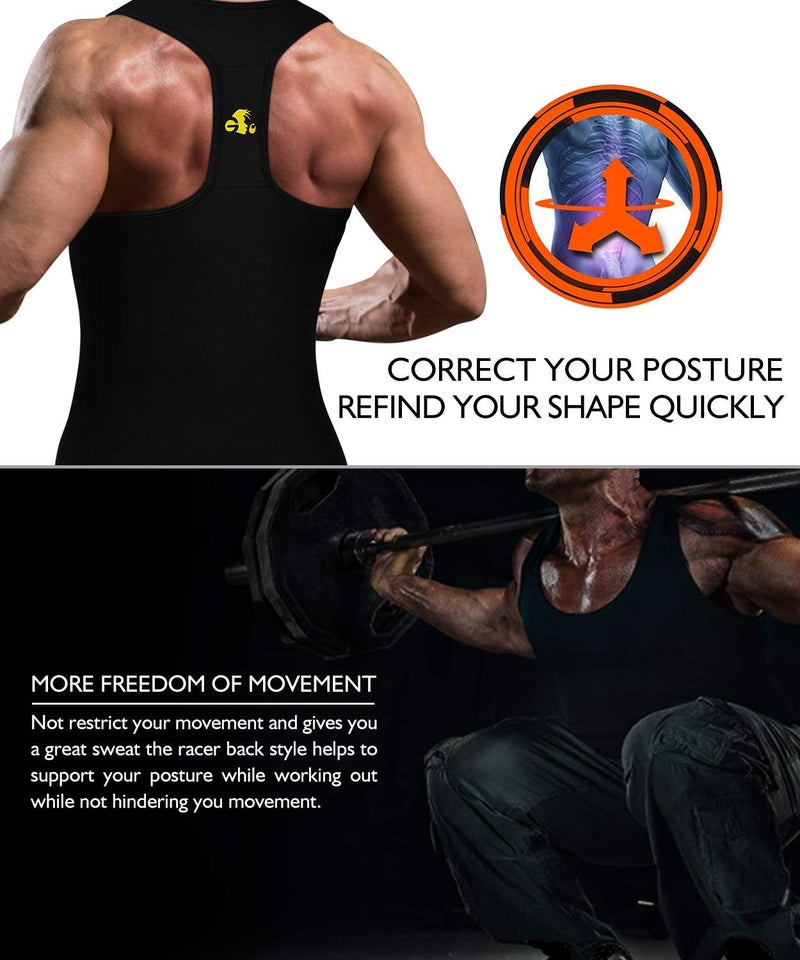 NonEcho Men Sauna Vest Neoprene Sweat Weight Loss Waist Trainer Shirt Workout Tank Top - Image 4