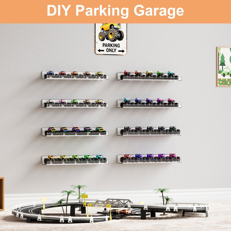 upsimples 8 Pack Acrylic Shelves Wall Organizer and Storage, 15" Display Shelf for Figure, Toy Cars, Perfume, Kids Bookshelf for Bedroom, Nursery, Craft Room, Clear - Image 3