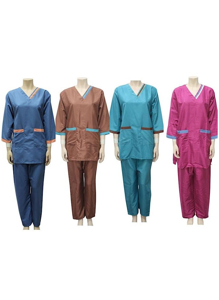 1home - Housemaid Uniform Maid Nanny Scrub Suit 4 piece set - Image 1