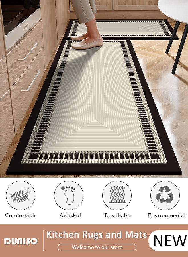 DUNISO Diatom Mud Bath Mat Set Bathroom Kitchen Rug Mat Extra Soft and Absorbent Bath Rugs Non-Slip Quick Drying Floor Bath Tub Mat for Bathroom Floor Tub and Shower 50*80CM+50*160CM - Image 1
