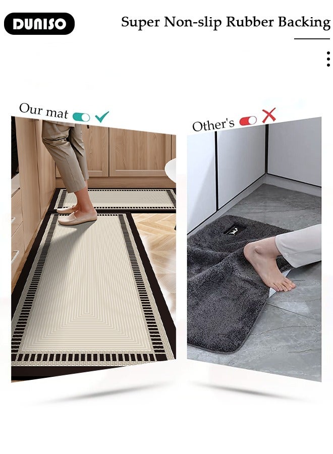 DUNISO Diatom Mud Bath Mat Set Bathroom Kitchen Rug Mat Extra Soft and Absorbent Bath Rugs Non-Slip Quick Drying Floor Bath Tub Mat for Bathroom Floor Tub and Shower 50*80CM+50*160CM - Image 2